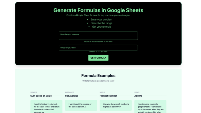 Google Sheets Formula Generator